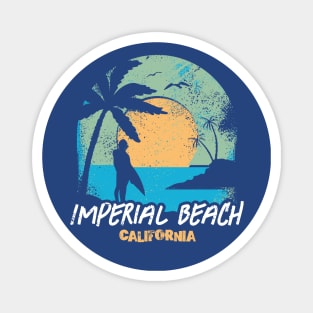 Retro Sunset Imperial Beach California Surfing // Retro Surfer Beach Magnet